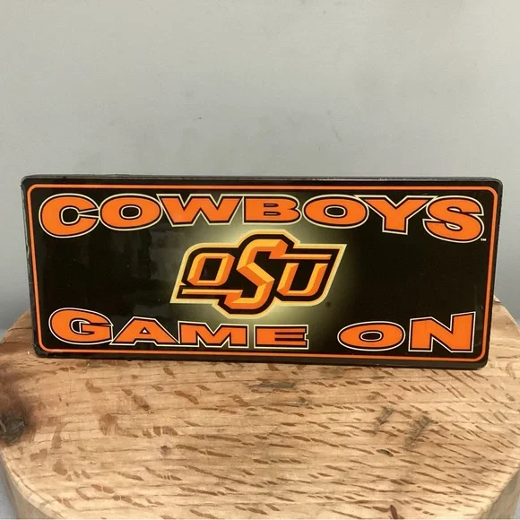 🟠 New - Oklahoma State Cowboys - Game On - Desk Top - Shelf or Wall Hang Sign - Picture 1 of 10
